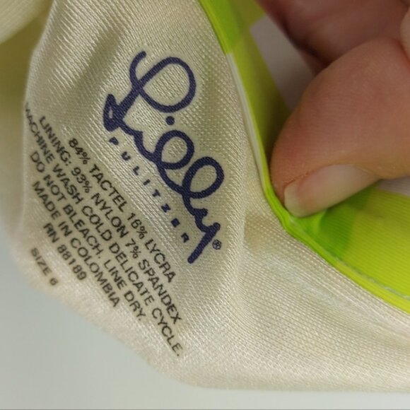 Lilly Pulitzer Floral and check Size 6 Green Blue Bikini - Picture 3 of 4